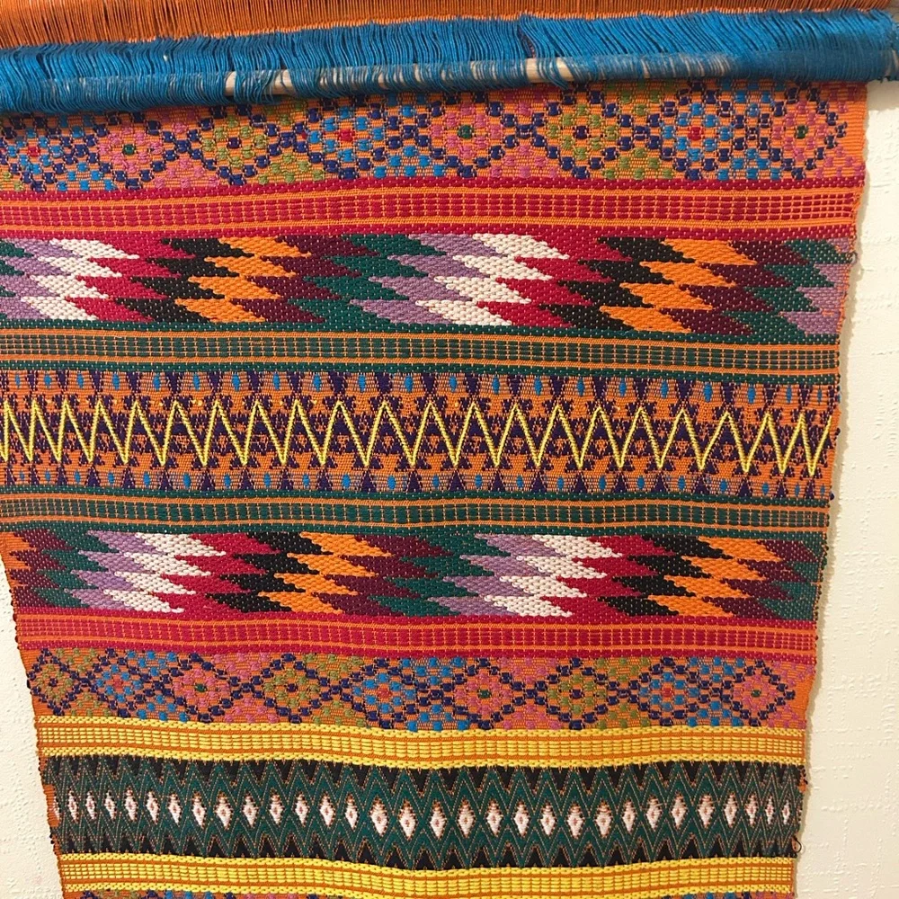 South American Handcrafted Multicolor Woven Wall Hanging 50 x 16.Lovely!